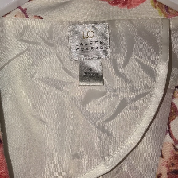 LC Lauren Conrad Cream & Multicolor Autumn Floral Single Button Blazer Jacket - Picture 14 of 15